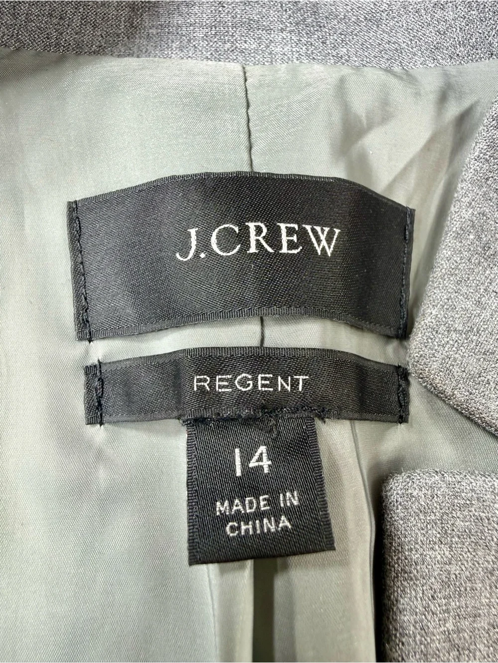 J. Crew Regent 2 Piece Suit Size 14 Gray Tailored Blazer And Straight Leg Pants